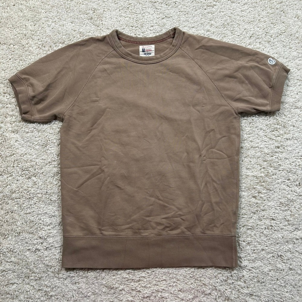 Champion x Todd Snyder Short Sleeve Sweatshirt Medium Brown Raglan Cotton
